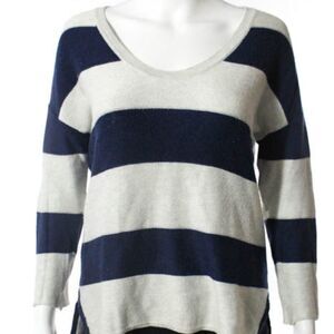 Duffy Navy Gray Striped 3/4 Sleeve Sweater XS